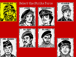 Strike Force: Cobra ZX Spectrum Choose the team