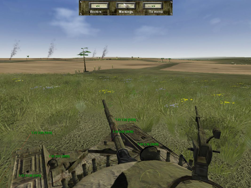Iron Warriors: T72 - Tank Command Windows Pillars of smoke in the