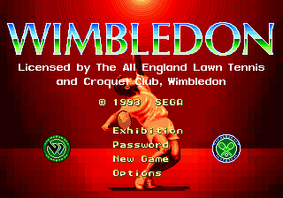 Wimbledon Championship Tennis Genesis Main menu