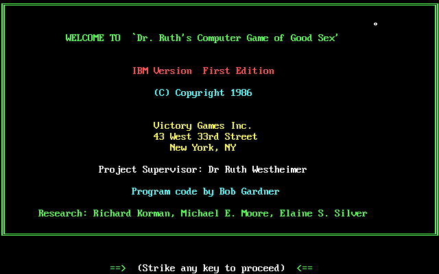 Dr Ruth'S Computer Game Of Good Sex 46