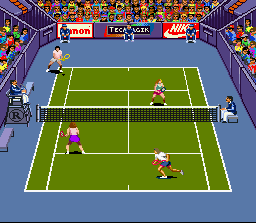 Andre Agassi Tennis SNES Doubles in Hard Court.