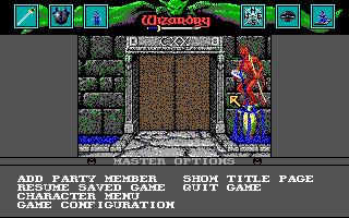 Wizardry: Bane of the Cosmic Forge DOS Main menu. First you must add characters to your party. (EGA)