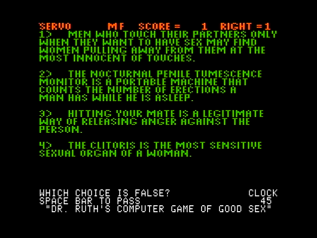 Dr Ruth'S Computer Game Of Good Sex 114