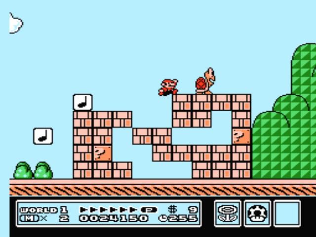 Super Mario Bros. 3 NES Red kappa on top of the structure