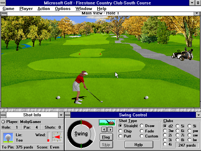 Microsoft Golf 20 Windows 3x Getting ready for the swing