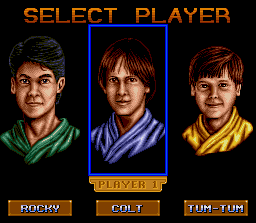 3 Ninjas Kick Back SNES Player Select Screen