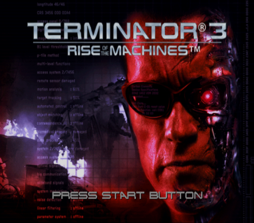 Terminator 3: Rise of the Machines PlayStation 2 Title screen.