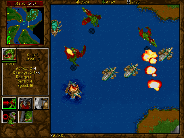 Warcraft II: Tides of Darkness DOS A bunch of dragons preying on the 