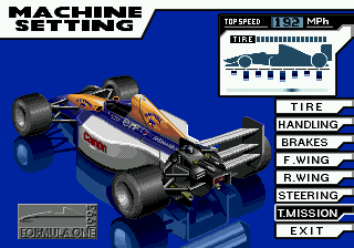 Formula One World Championship: Beyond the Limit SEGA CD Many parameters can be adjusted on the cars.