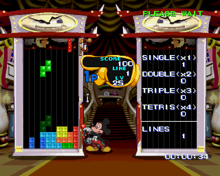Magical Tetris Challenge PlayStation Endless tetris mode with Mickey