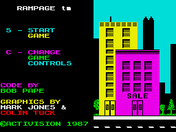 Rampage ZX Spectrum Game options