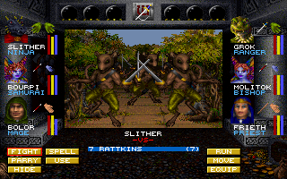 Wizardry: Crusaders of the Dark Savant DOS Combat with Rattkin