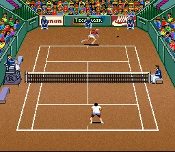 Andre Agassi Tennis SNES Baseline earns a point