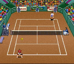 Andre Agassi Tennis SNES Preparing to make a serve. Terrible animation