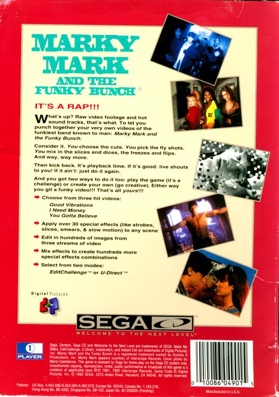 Make My Video: Marky Mark and the Funky Bunch SEGA CD Back Cover
