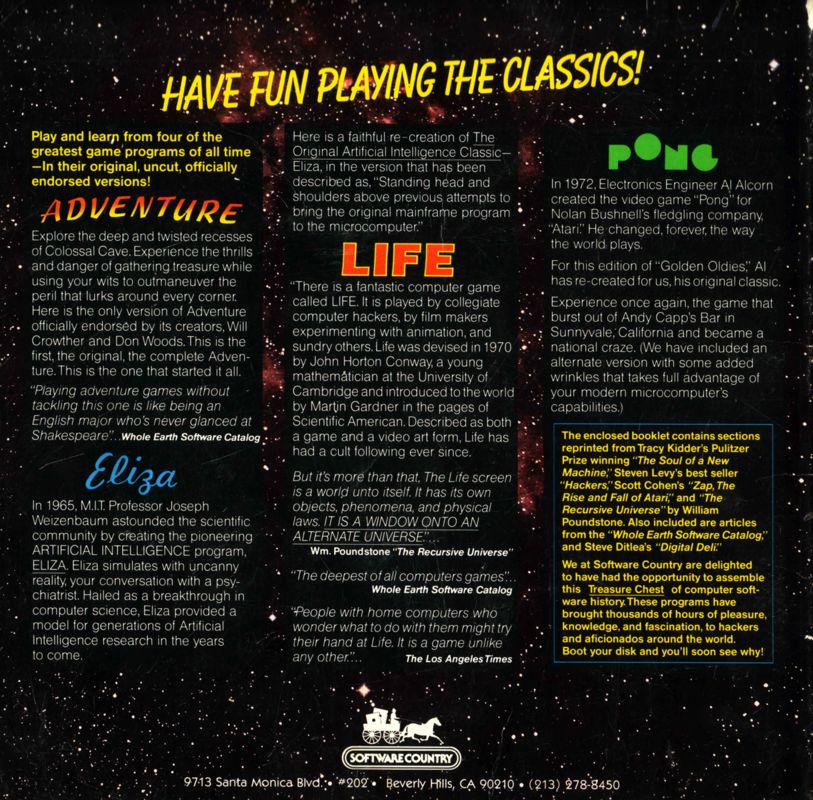 Golden Oldies: Volume 1 - Computer Software Classics DOS Back Cover