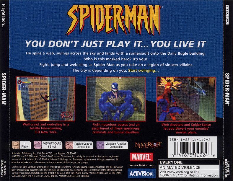 Spider-Man PlayStation Back Cover