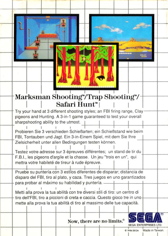 Marksman Shooting / Trap Shooting / Safari Hunt (1986) SEGA Master System  box cover art - MobyGames