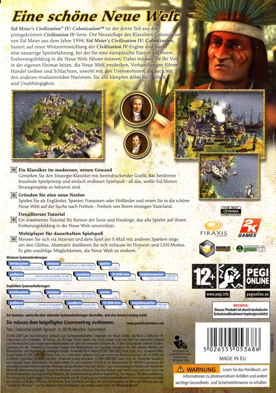 Sid Meier's Civilization IV: Colonization (2008) box cover art - MobyGames