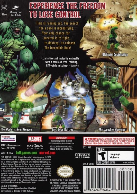 The Incredible Hulk: Ultimate Destruction (2005) GameCube 