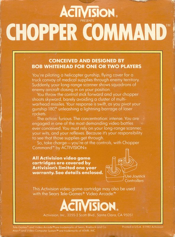 Chopper Command Atari 2600 Back Cover