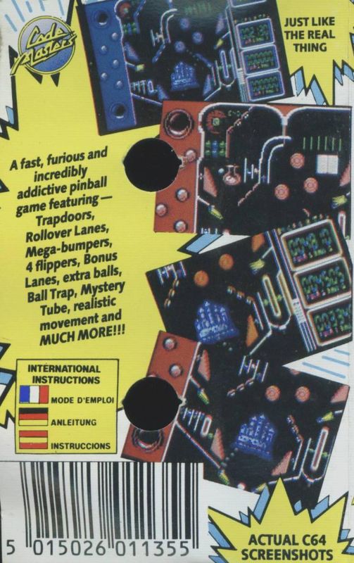 Advanced Pinball Simulator Commodore 64 Back Cover