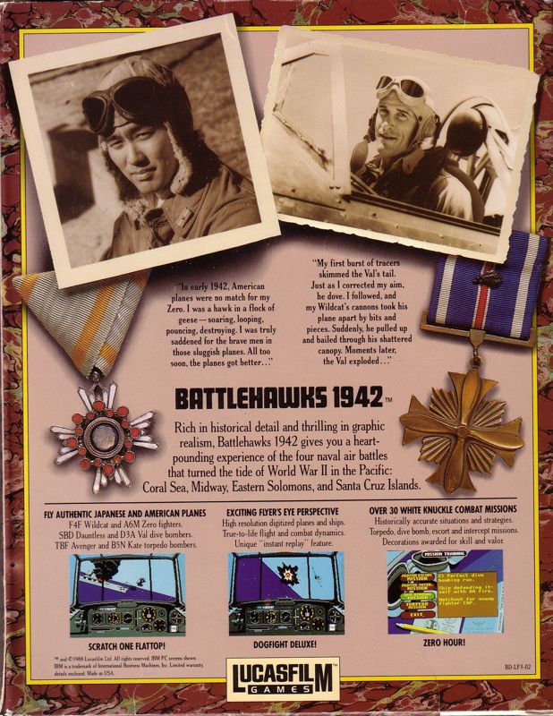 Battlehawks 1942 DOS Back Cover