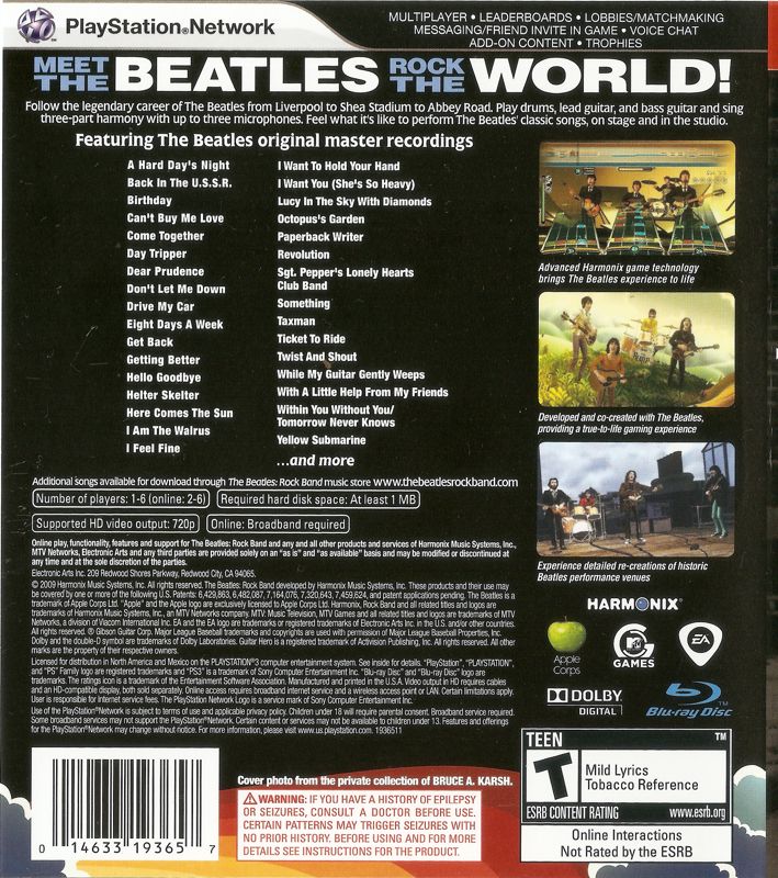 The Beatles: Rock Band PlayStation 3 Back Cover