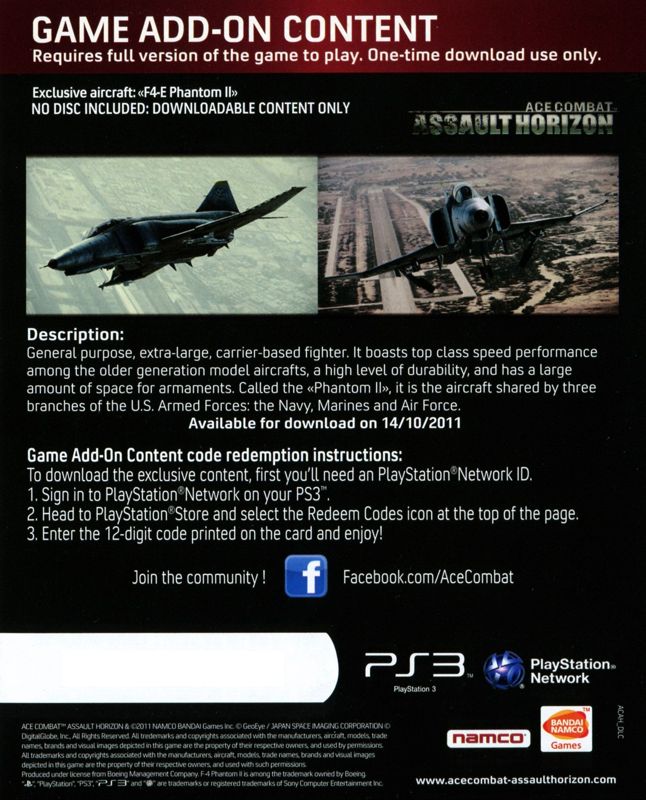 Ace Combat: Assault Horizon (Limited Edition) (2011) PlayStation 3 box  cover art - MobyGames