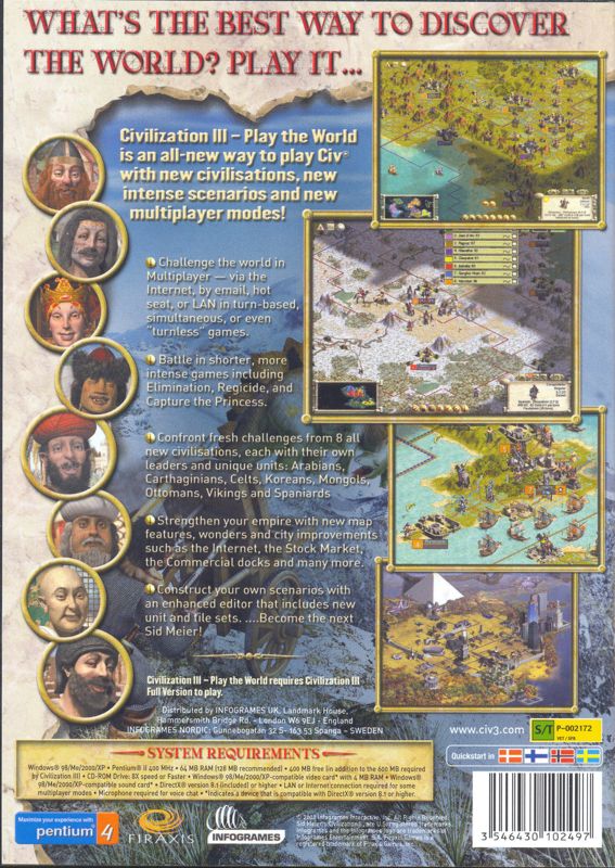 Sid Meier's Civilization III: Play the World (2002) Windows box cover ...