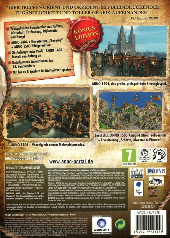 Anno 1404: Gold Edition (2010) Windows box cover art - MobyGames
