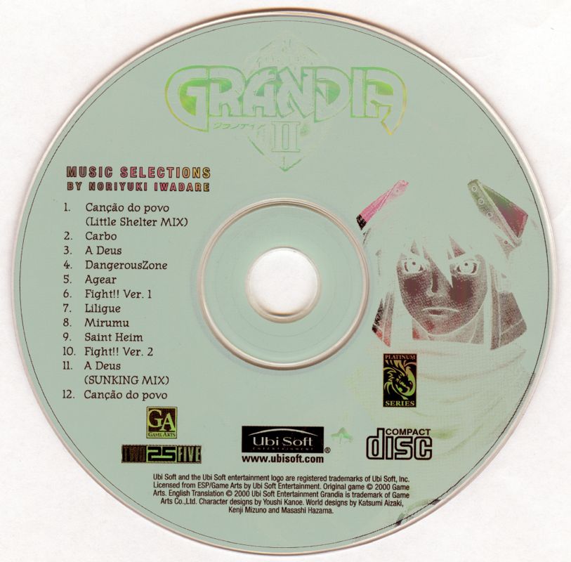 Grandia II Dreamcast Media Music Selections by Noriyuki Iwadare Disc