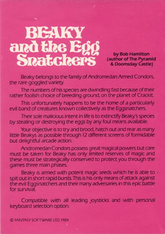Beaky and the Egg Snatchers ZX Spectrum Back Cover