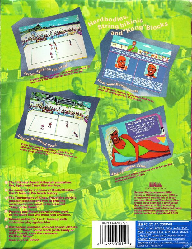 Kings of the Beach DOS Back Cover