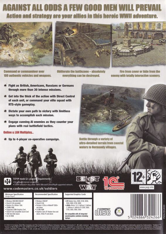 Soldiers: Heroes of World War II (2004) Windows box cover art - MobyGames