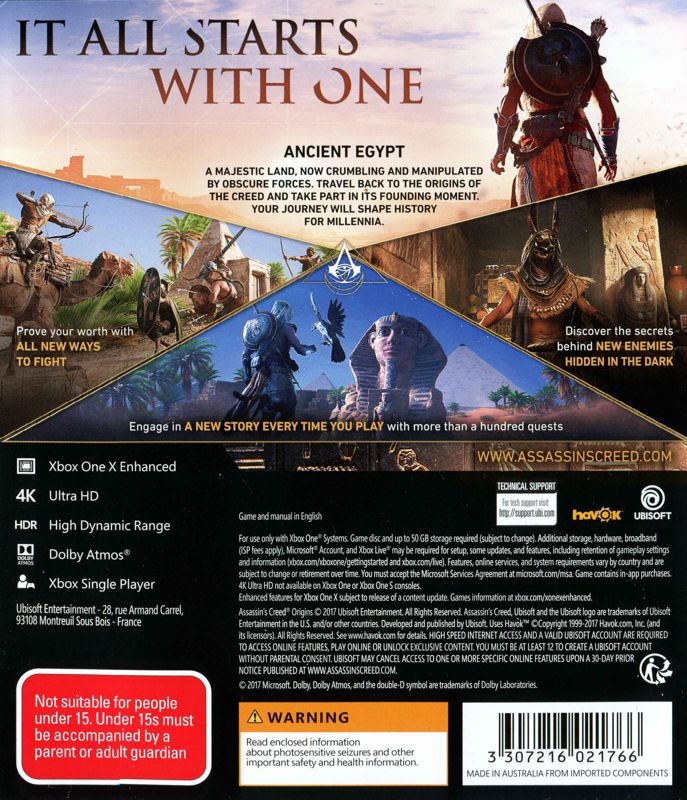 ideology did not notice Target Assassin's Creed: Origins (2017) Xbox One box cover art - MobyGames