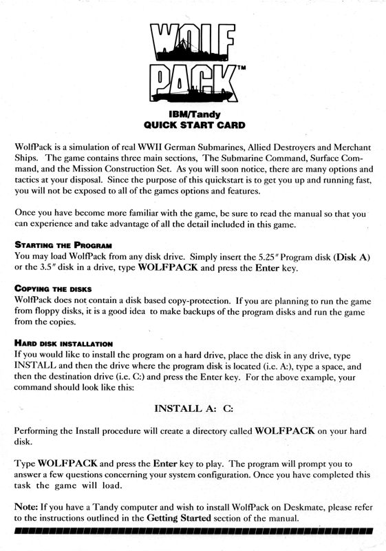wolfpack dos game manual