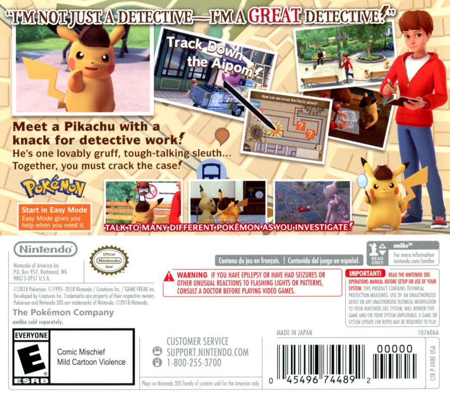 Detective Pikachu 2016 Nintendo 3ds Box Cover Art Mobygames