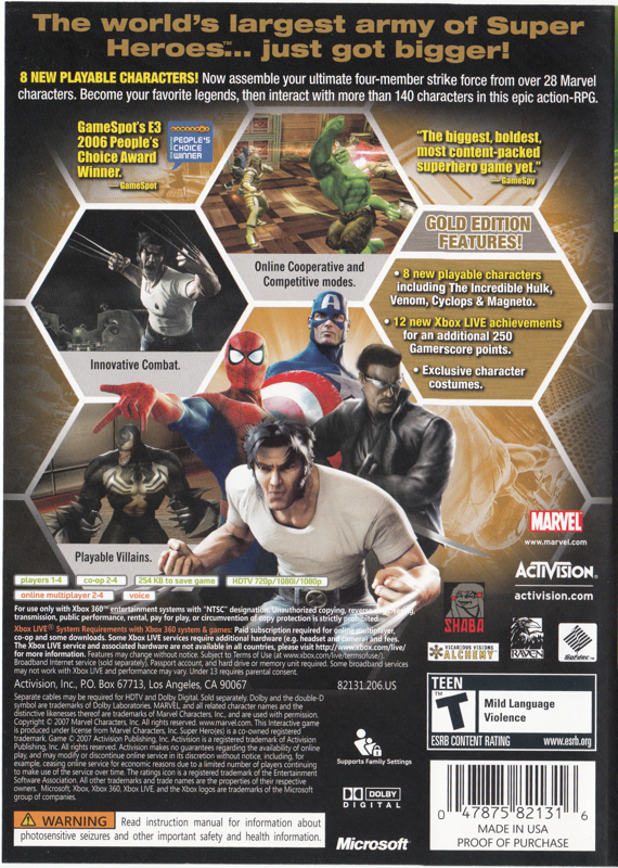marvel ultimate alliance gold edition xbox 360
