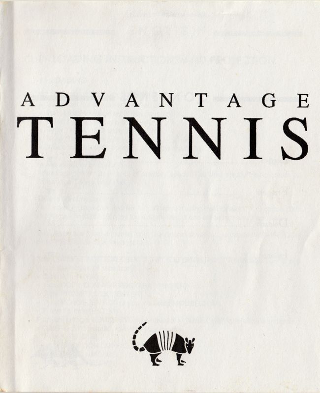 Advantage Tennis Atari ST Manual Front