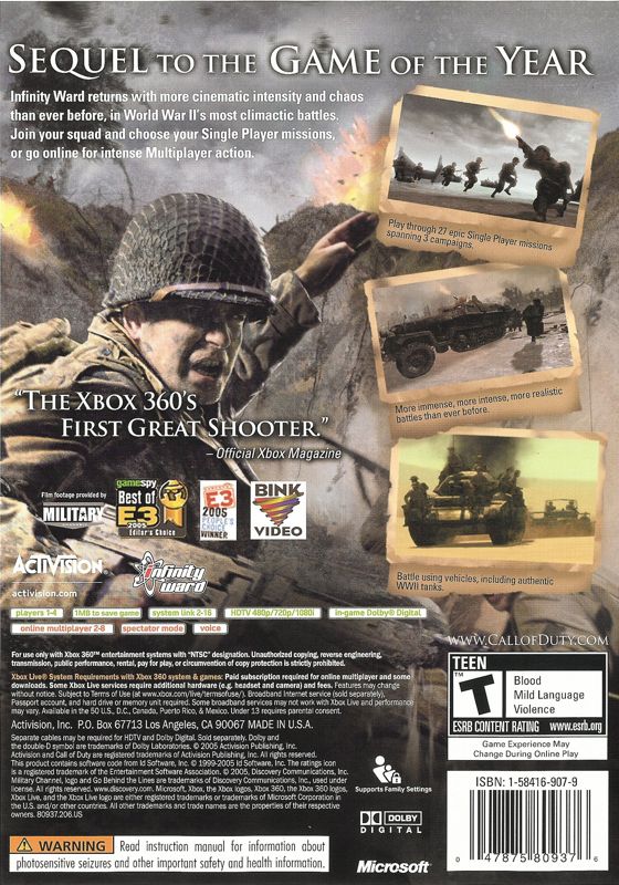 Wantrouwen fluiten cap Call of Duty 2 (2005) Xbox 360 box cover art - MobyGames