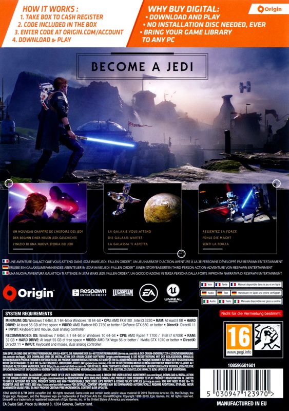 Pronombre En marcha Tranquilizar Star Wars: Jedi - Fallen Order (2019) box cover art - MobyGames