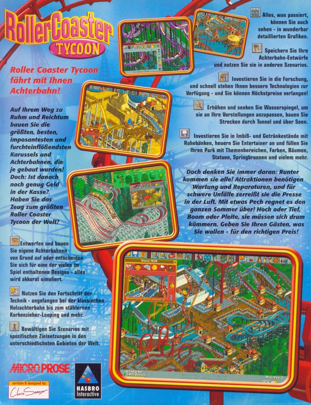 RollerCoaster Tycoon (1999) Windows box cover art - MobyGames