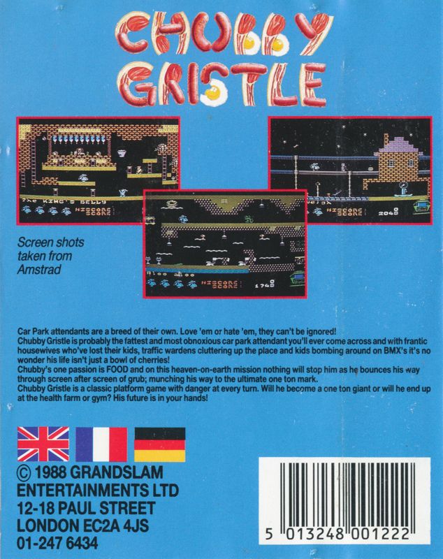 Chubby Gristle Amstrad CPC Back Cover