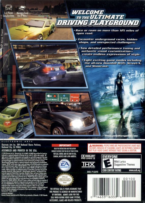  Need  for Speed  Underground 2 2004 GameCube box cover  