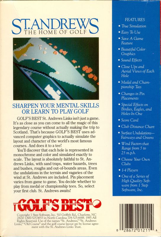 Golf&#x27;s Best: St. Andrews - The Home of Golf Apple II Back Cover