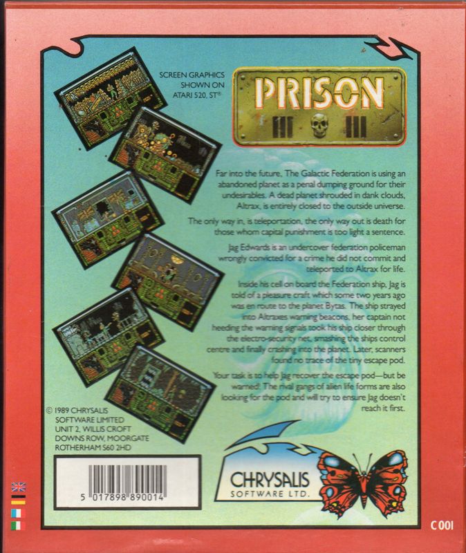 Prison Atari ST Back Cover
