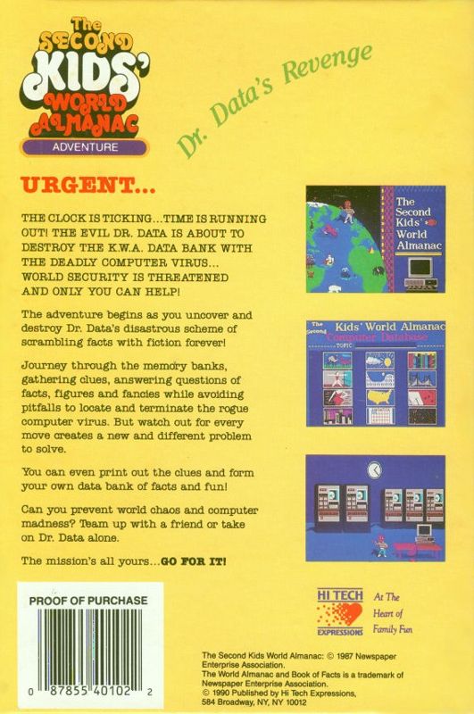 The Second Kids&#x27; World Almanac Adventure DOS Back Cover
