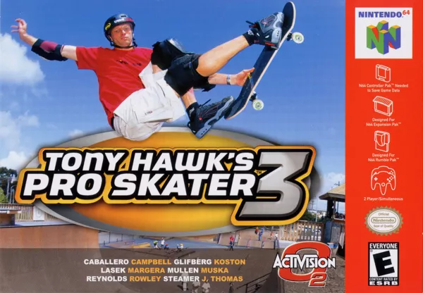 Tony Hawk&#x27;s Pro Skater 3 Nintendo 64 Front Cover