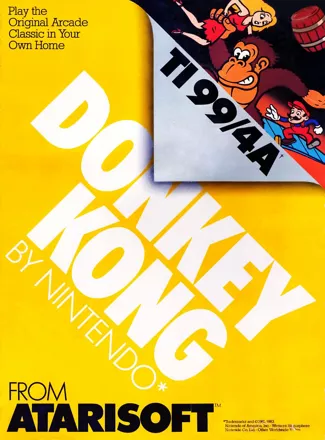 Donkey Kong TI-99/4A Front Cover